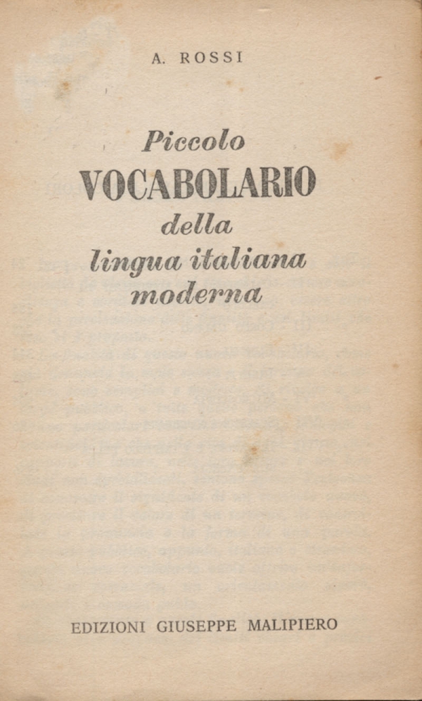 Piccolo vocabolario della lingua italiana moderna